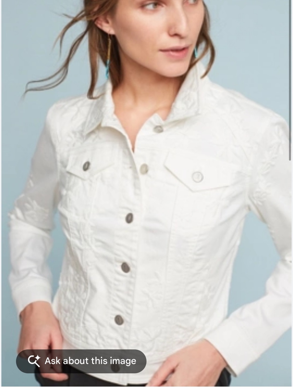 Anthropologie Pilcro White Button-Front Jean Jacket